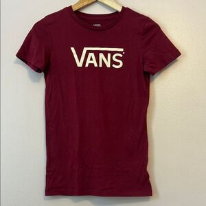 Vans Women’s Classic Burgundy Logo T-Shirt Red Size Small Skater Indie Tee